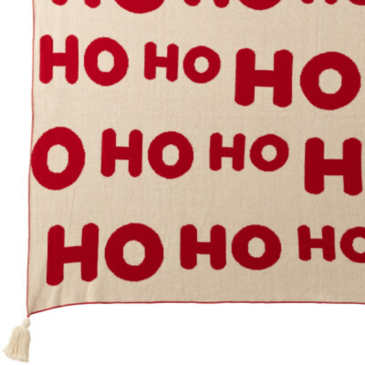 Kerst Set Plaid & Kerstkussens HoHoHo Rood/Wit J-Line