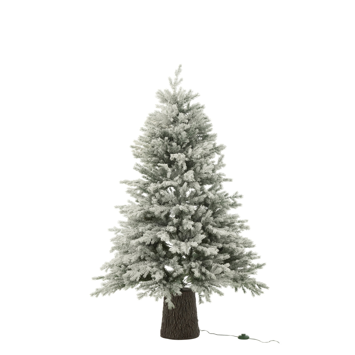 Kerstboom 600 Led Houten Basis Besneeuwd Kunstmatig Donkergroen J-Line