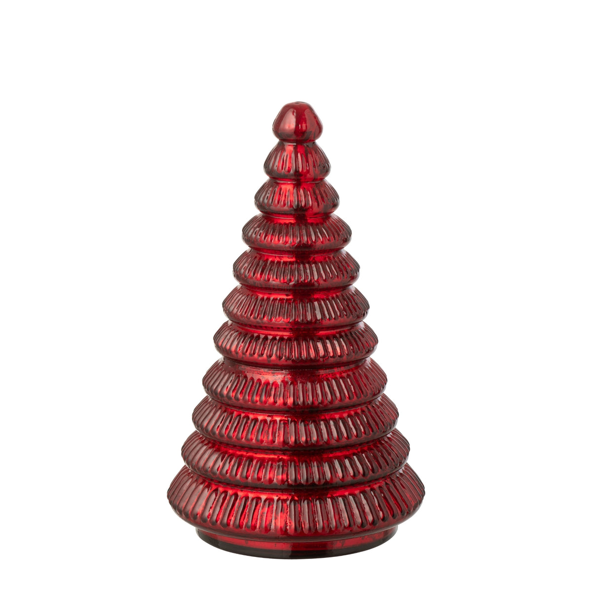 Geurkaars Boom Geribbeld Glas Kerstrood Large J-Line