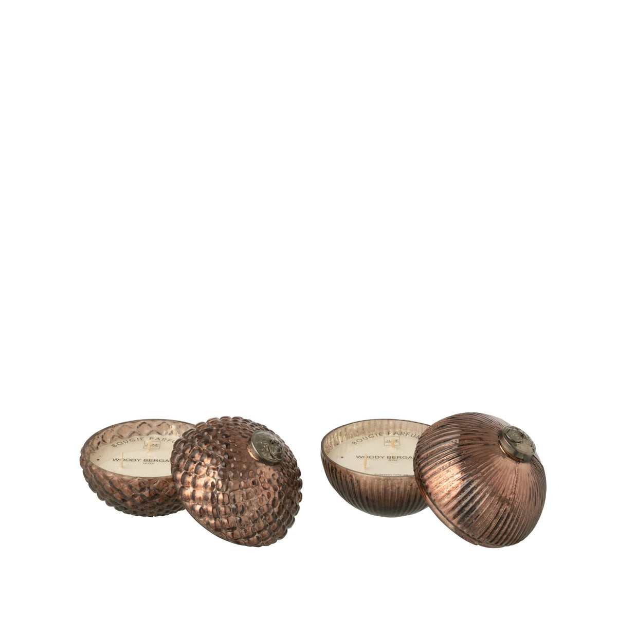 Geurkaars Kerstbal Glas Bruin Small Set van 2 J-Line