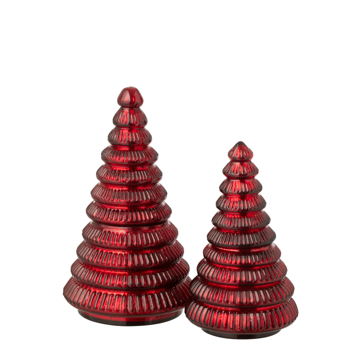 Geurkaars Boom Geribbeld Glas Kerstrood Large J-Line