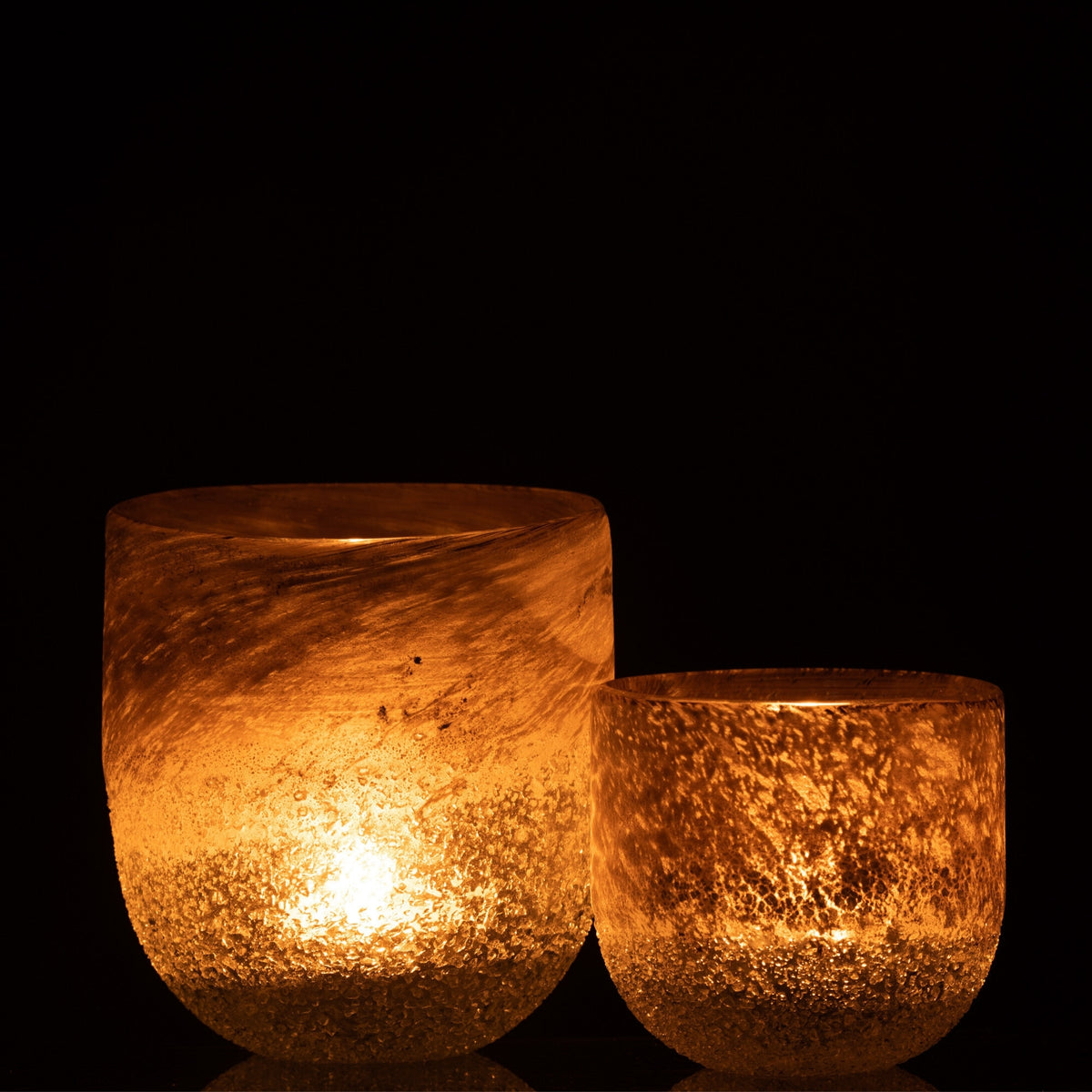 Set Theelichthouder & Windlicht Scavo Glas Grijs J-Line