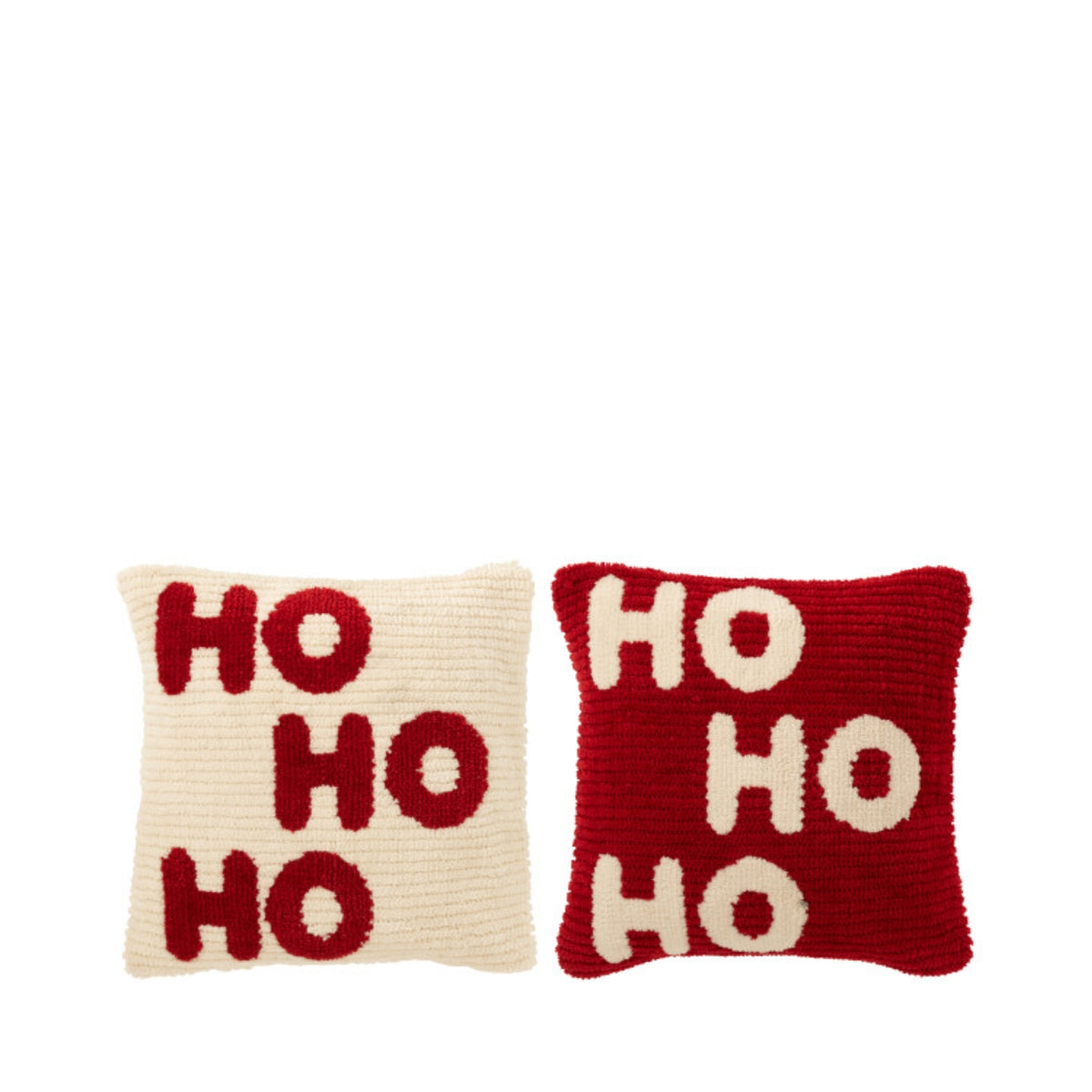 Kerst Set Plaid & Kerstkussens HoHoHo Rood/Wit J-Line