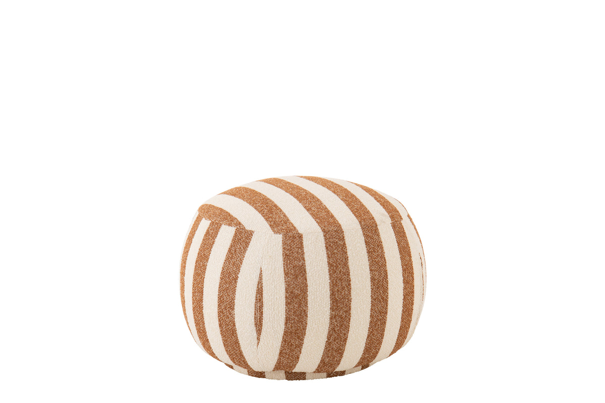 Loungestoel met Poef Gestreepte Stof Camel/Gebroken Wit J-Line