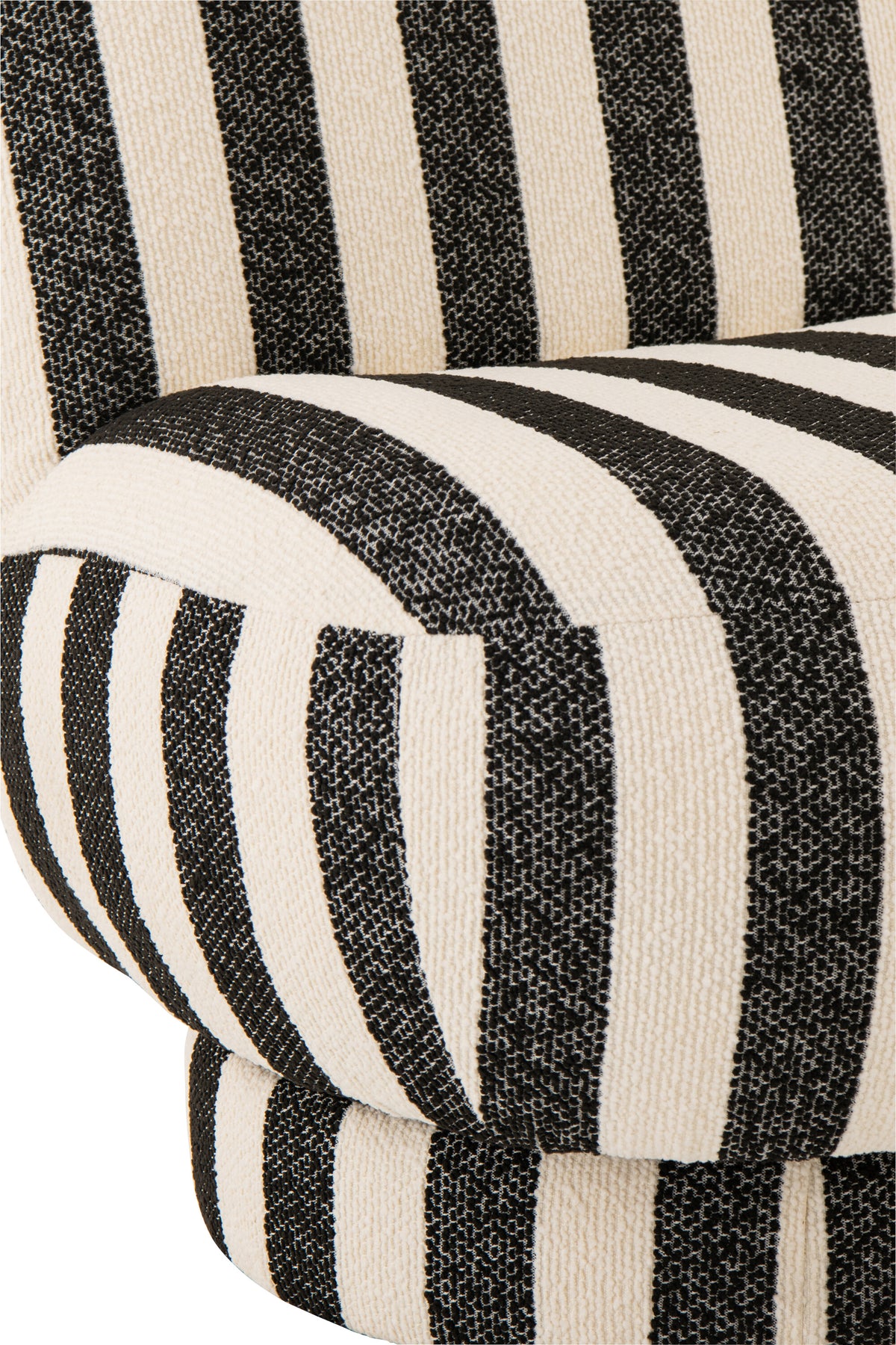 Lounge Chair Gestreepte Stof Zwart/Gebroken Wit J-Line
