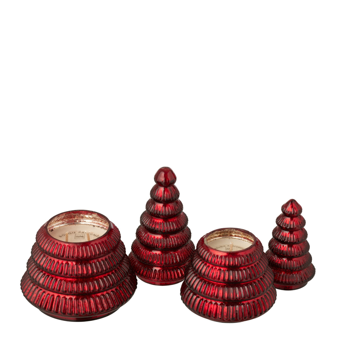 Geurkaars Boom Geribbeld Glas Kerstrood Large J-Line