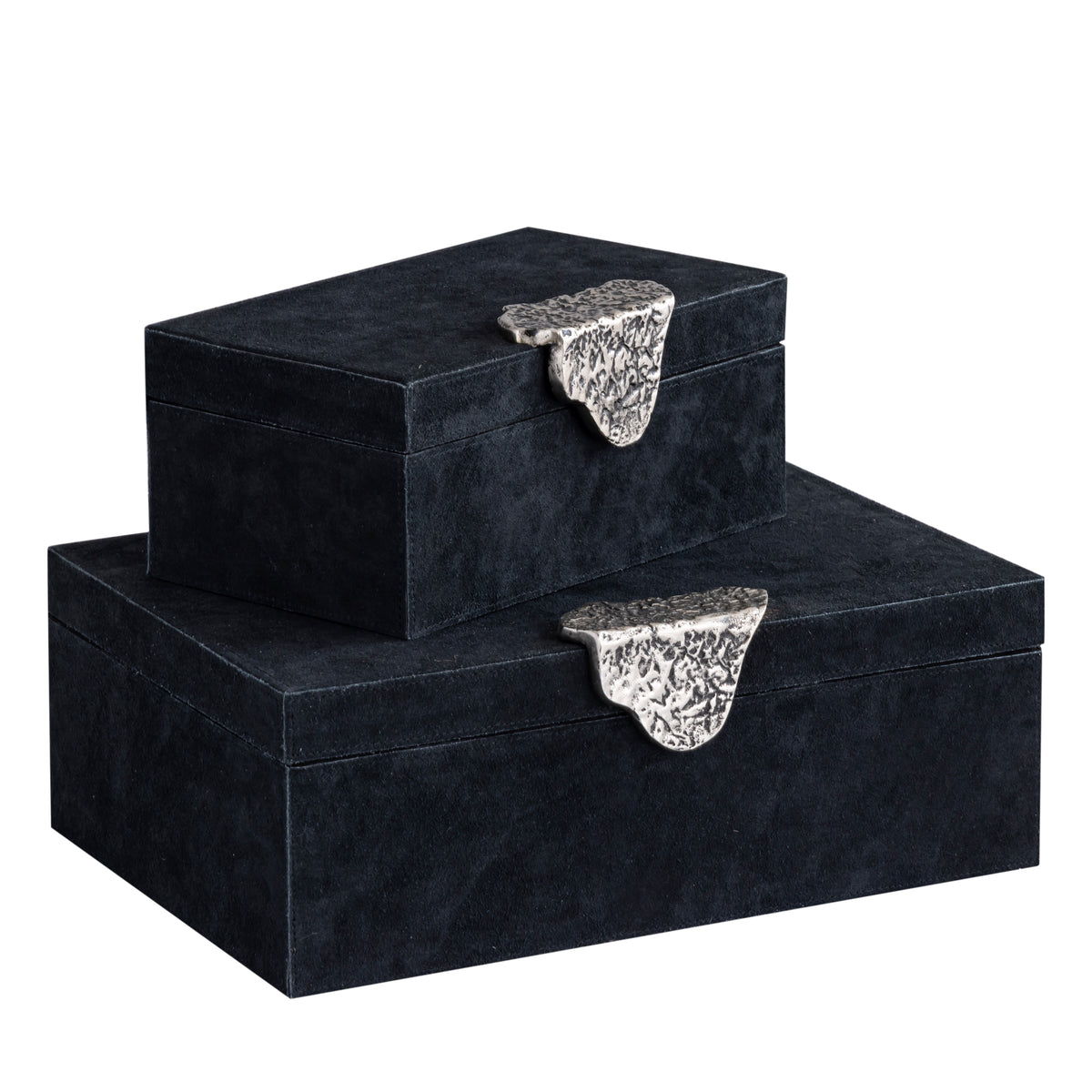 Hazael Black suede box silver handle set of 2 PTMD