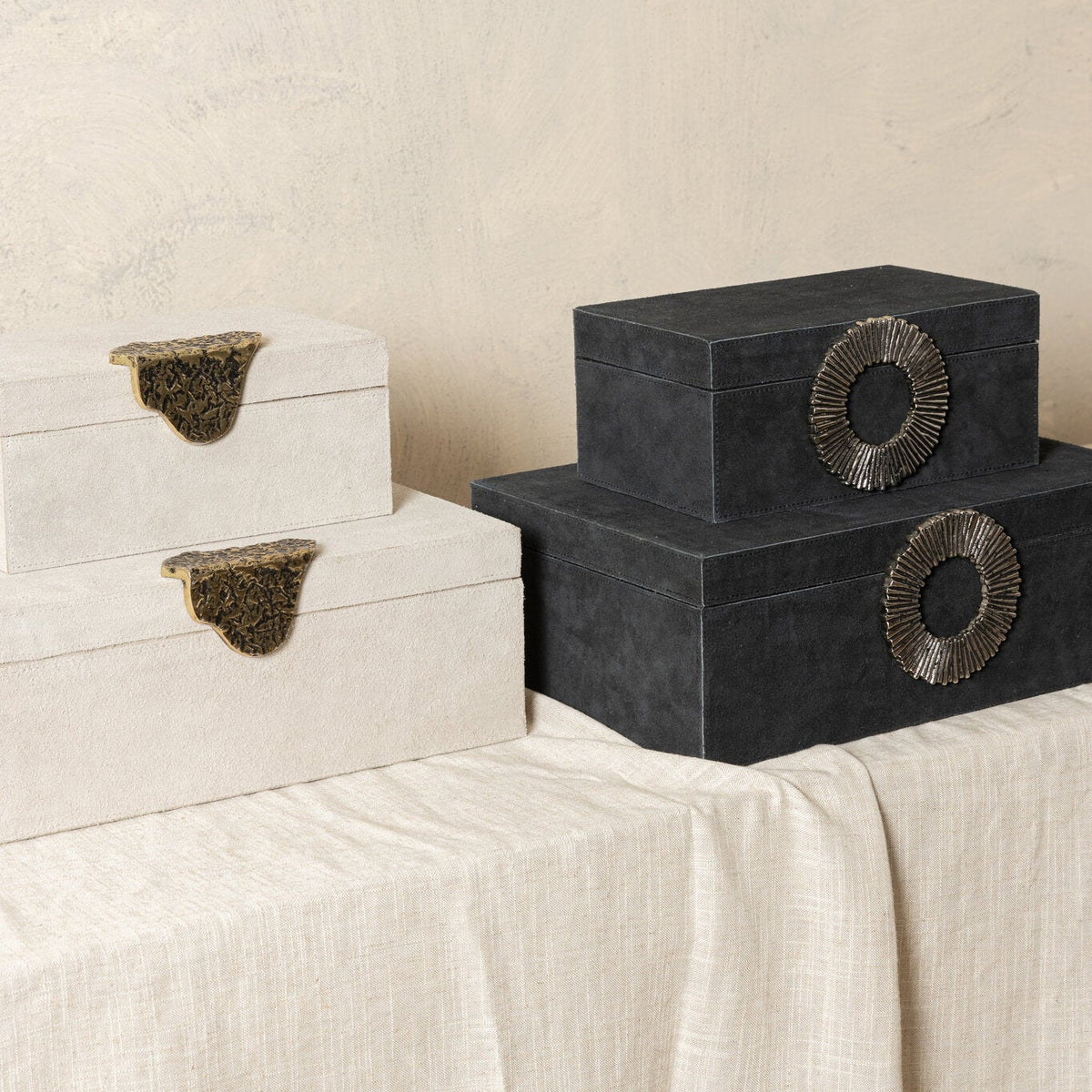 Hazael Black suede box silver handle set of 2 PTMD