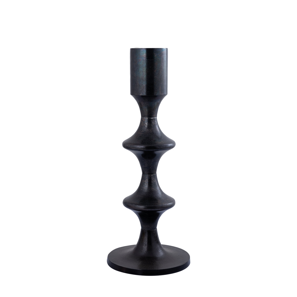 Taika Black alu round Kandelaar tabs laag H73cm PTMD