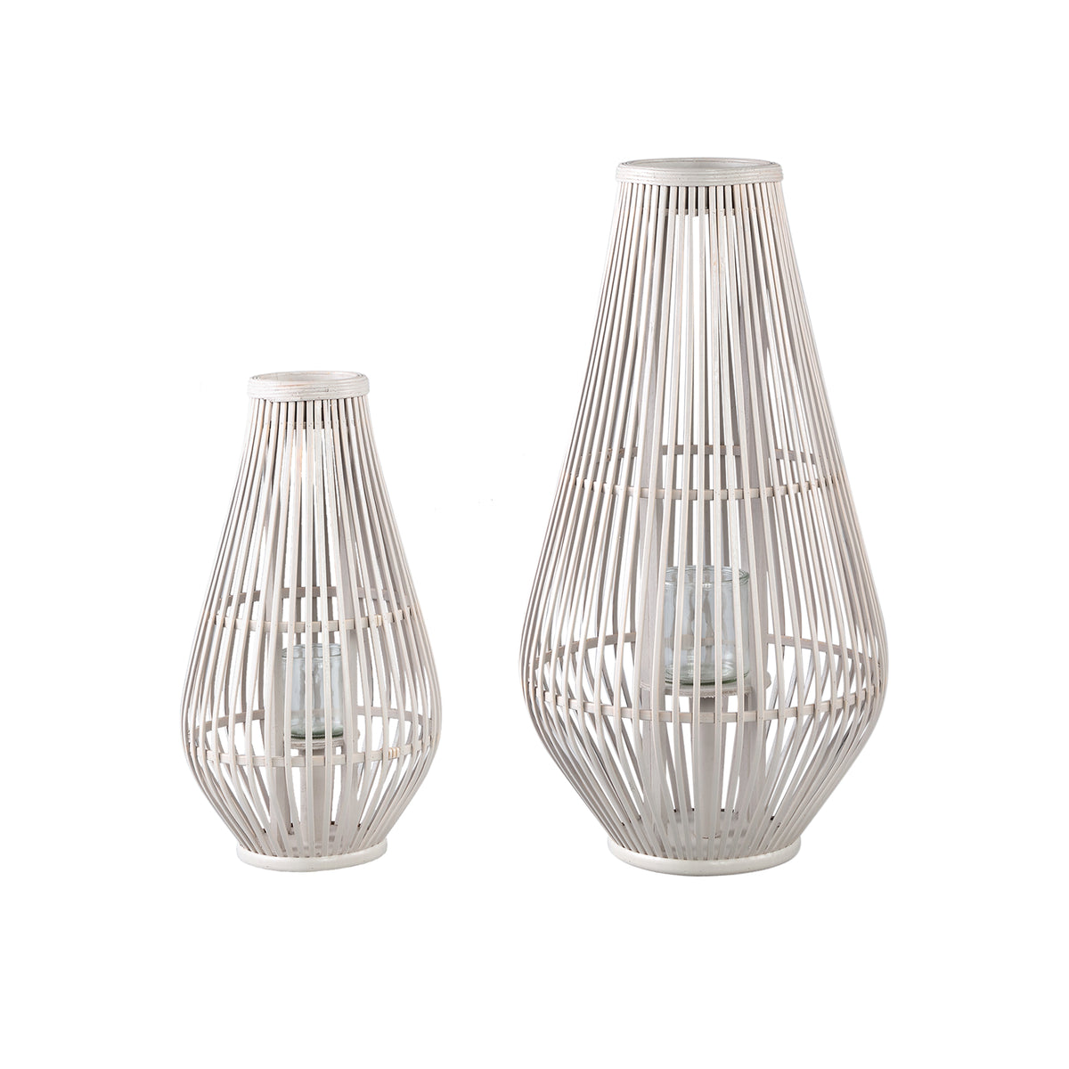 Lantaarn Lysia L- 35x35x68 cm - Glas - Wit PTMD