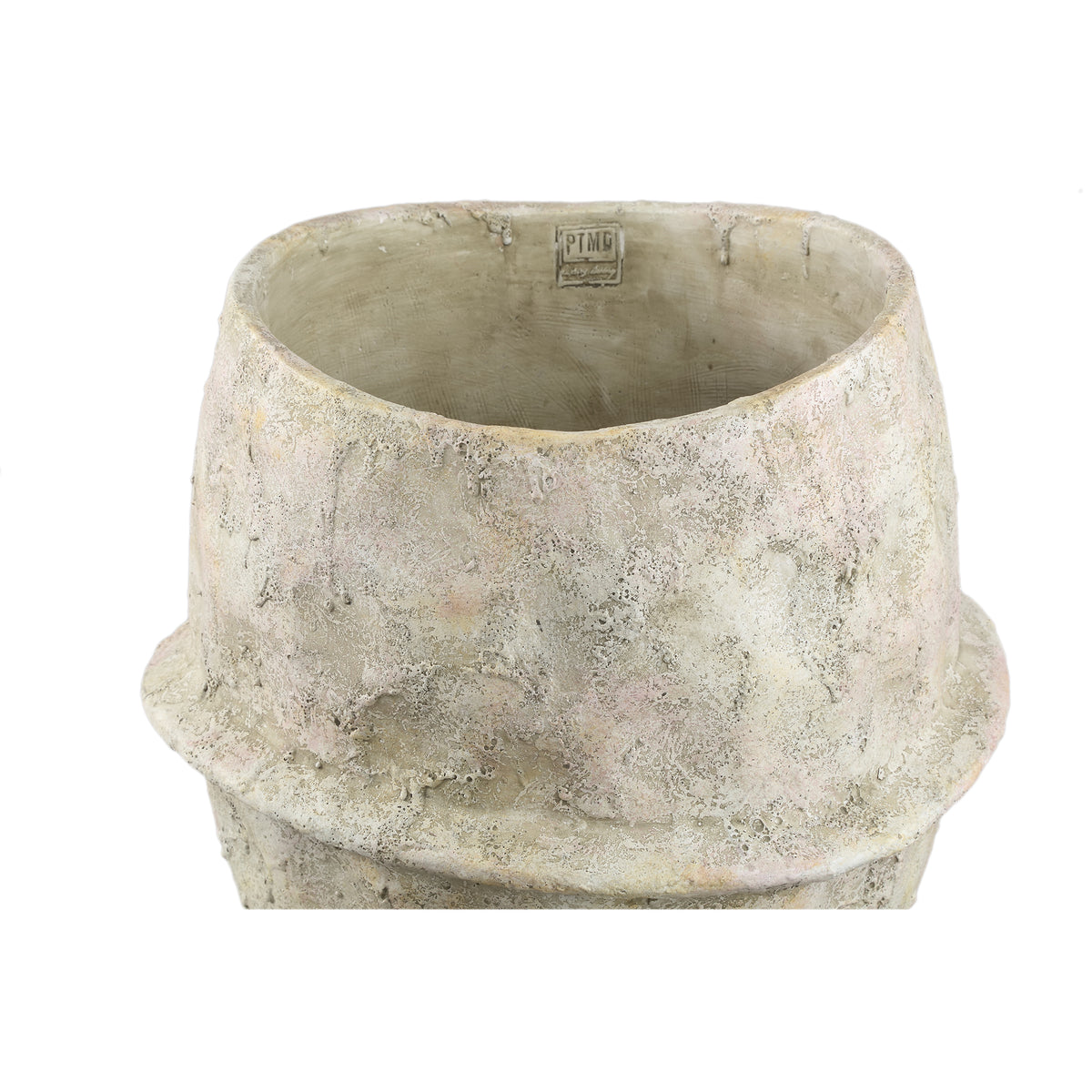 Haania Beige Cement Round Pot With Middle Line XXL PTMD