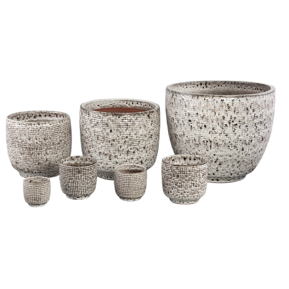 Elana White Round Ceramic Pot With Grey PatternXXL 50x50.5x44cm PTMD