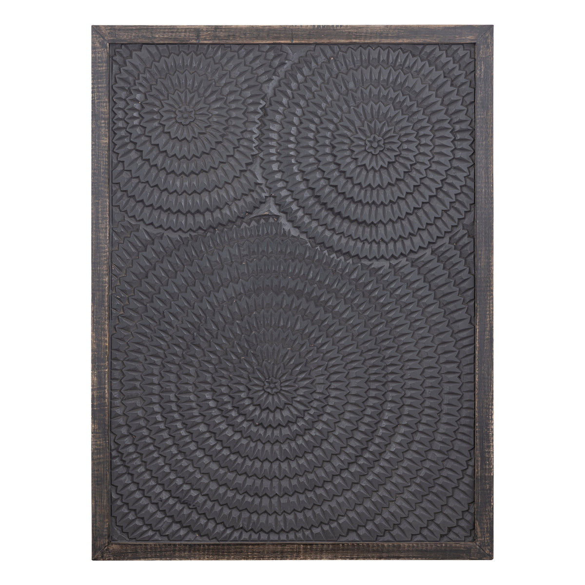 Levya Black Wooden Rect Wall Panel Round Pattern PTMD