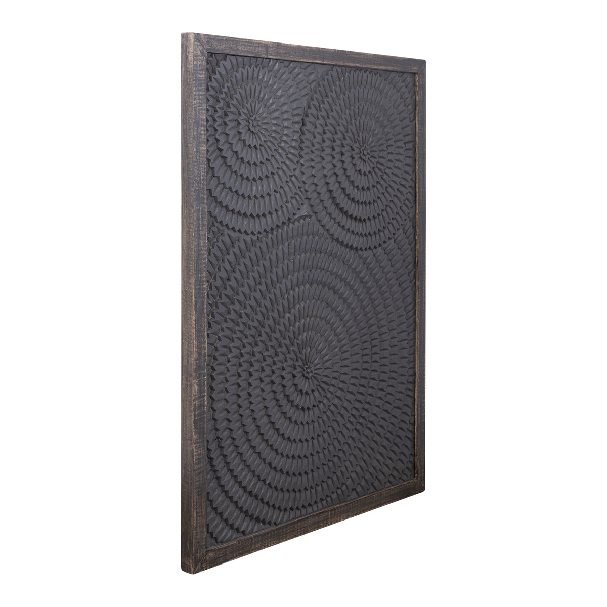 Levya Black Wooden Rect Wall Panel Round Pattern PTMD