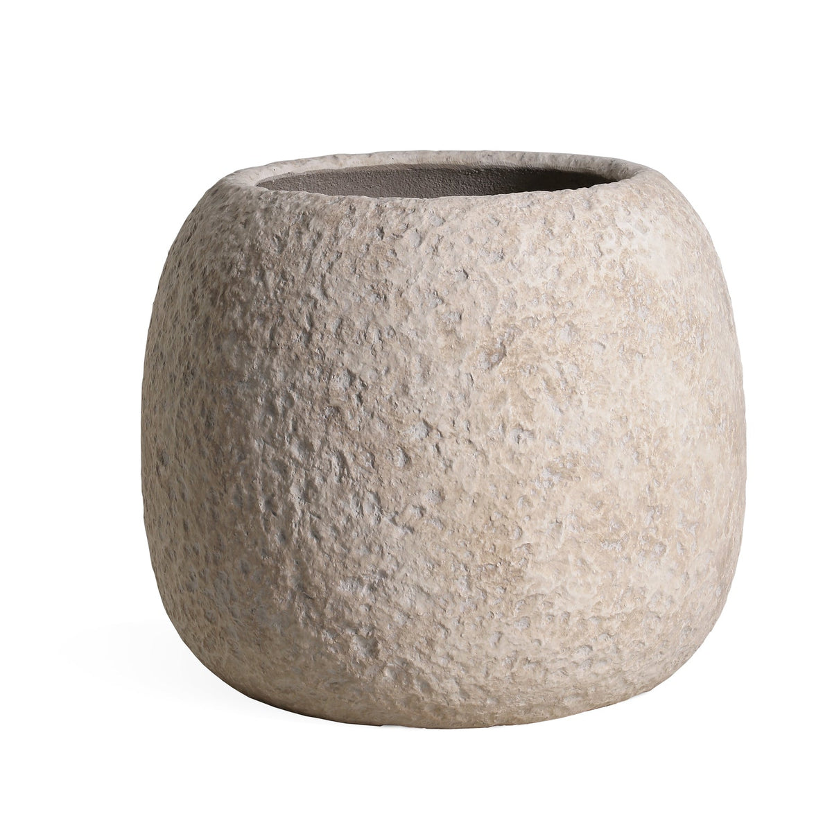 Pot Meleyah Beige Fiber Cement Rock Look Rond Large PTMD