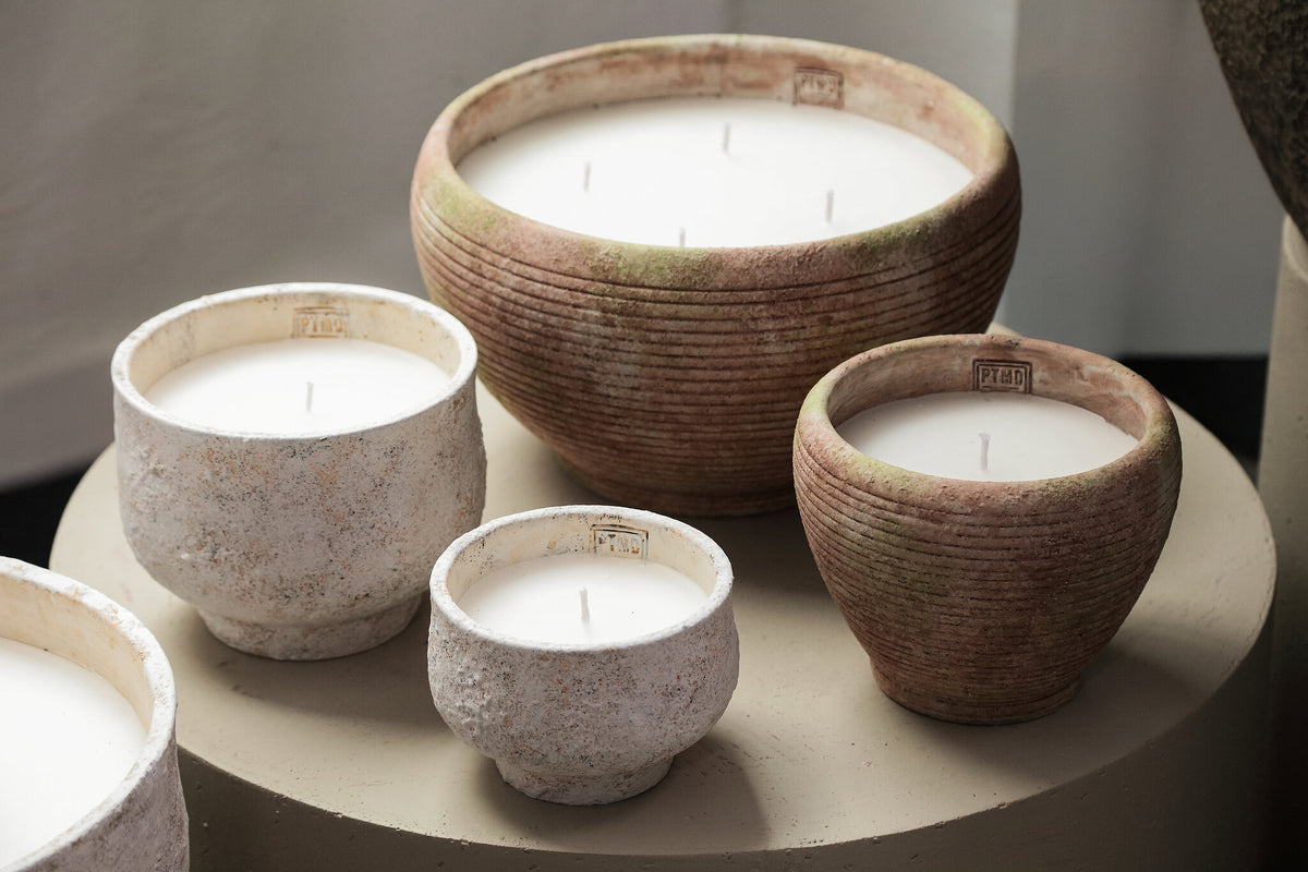 Outdoor Kaars Haily Wit Cement Op Voet Extra Large PTMD