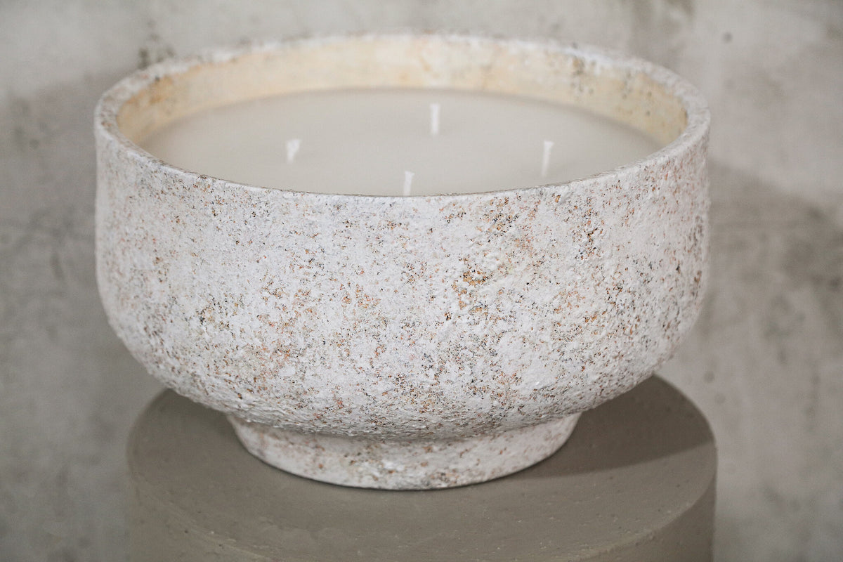 Outdoor Kaars Haily Wit Cement Op Voet Large PTMD