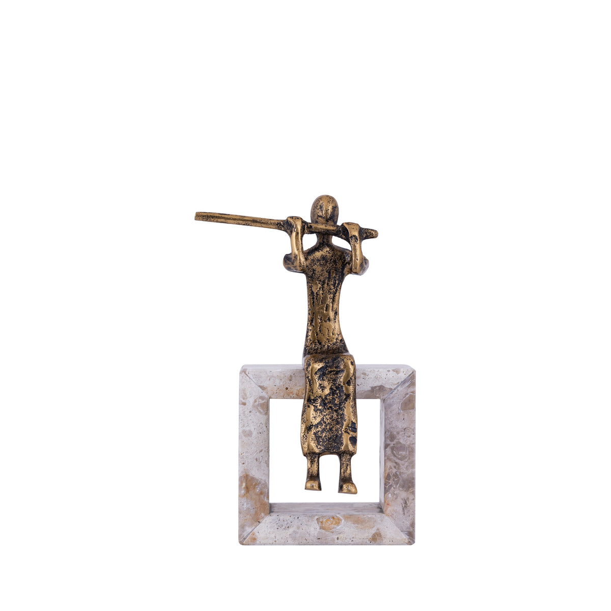 Aleria Gold Casted Alu Flute Lady On Marble Base PTMD
