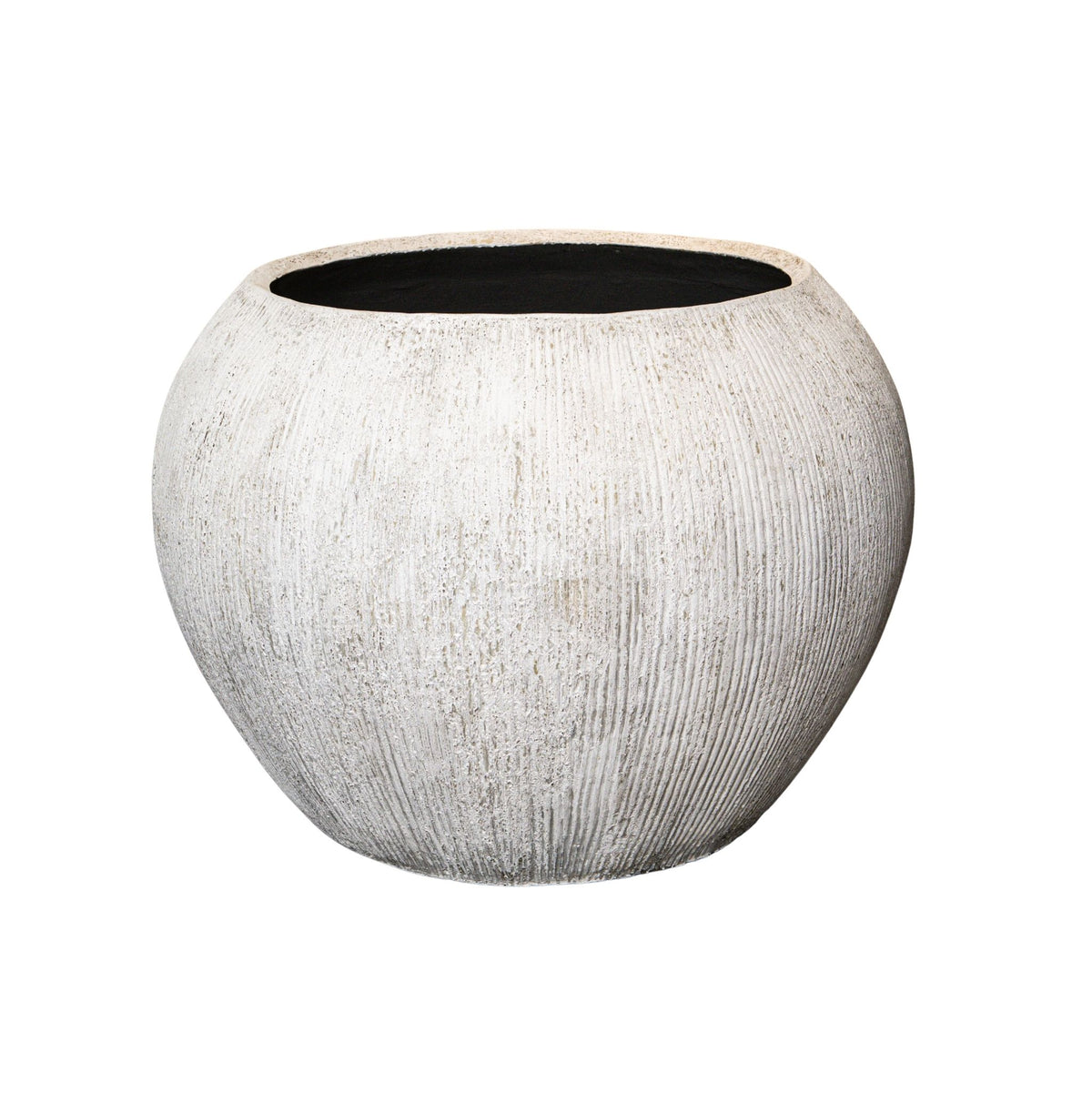 Bloempot Yolenda Crème Cement Fiber Streeppatroon Groot PTMD