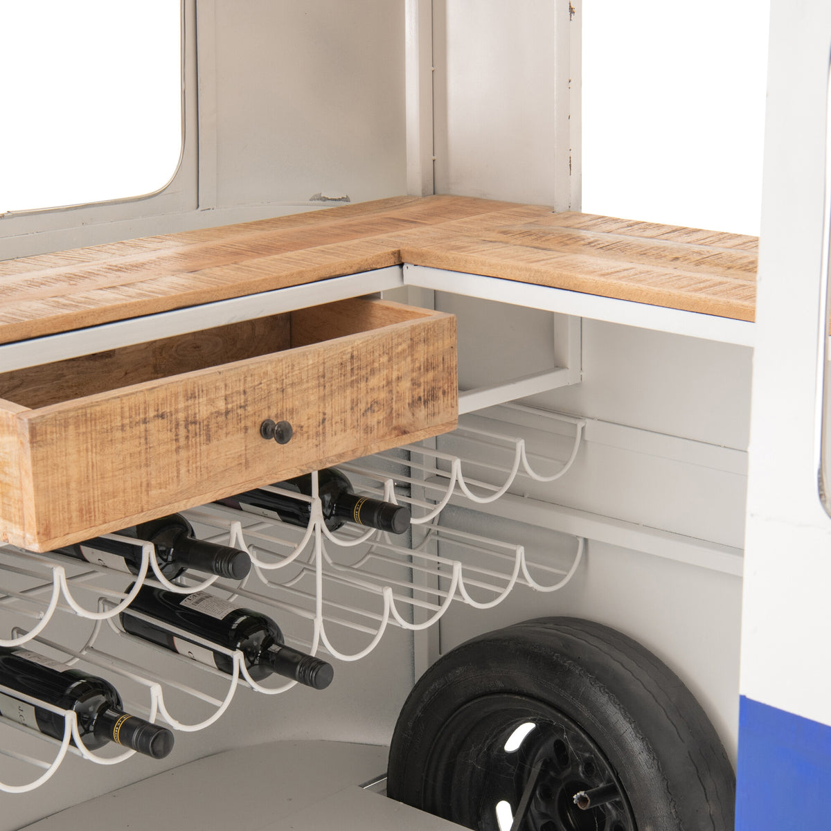 Barmeubel Retro Camper Blauw/Wit J-Line