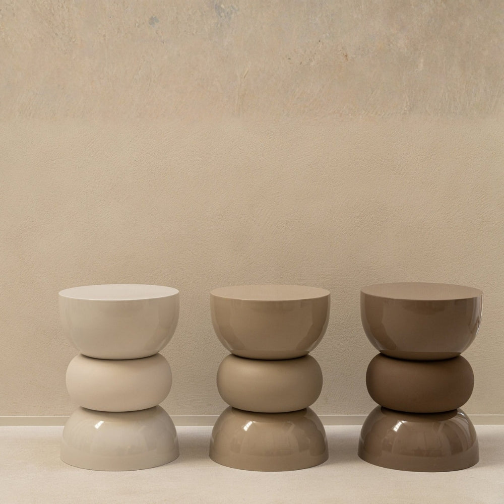 Bijzettafel Glanzend Mat Ijzer Beige J-Line