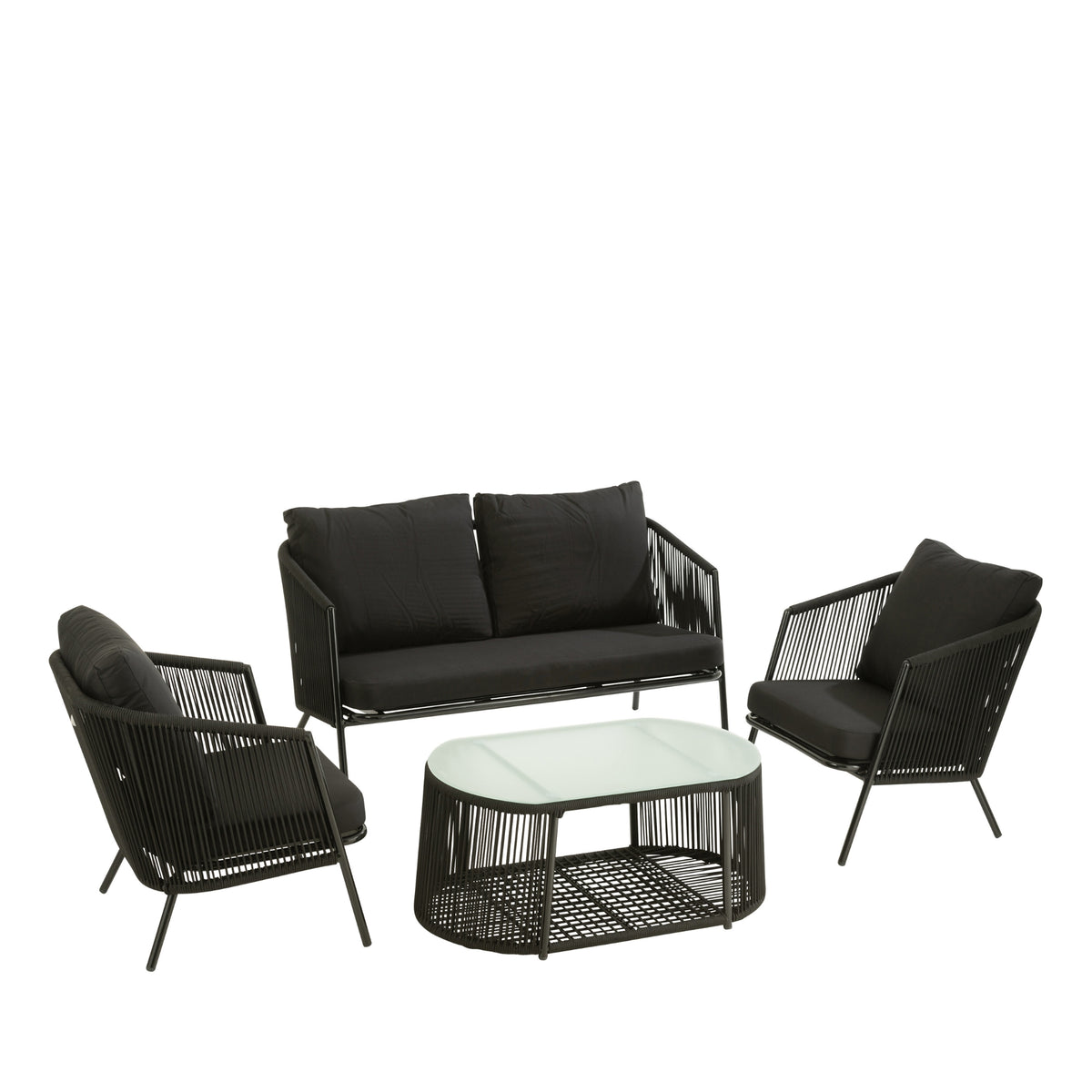 Luxe 4-delige Loungeset Zwart Eli J-Line