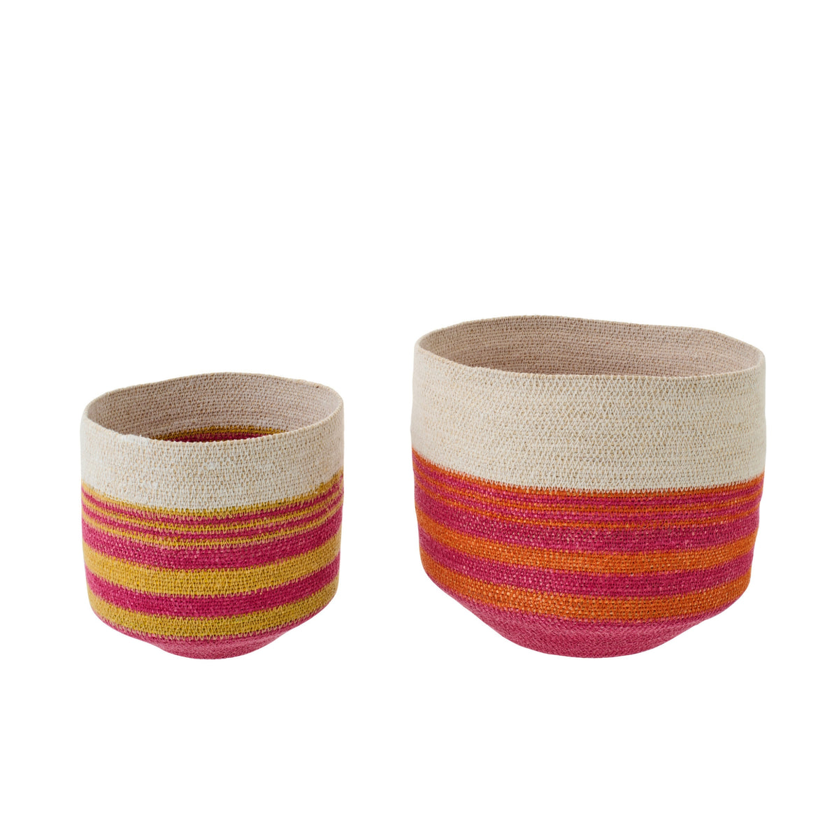Set Van 2 Mand Gestreept Zeegras Multi J-Line