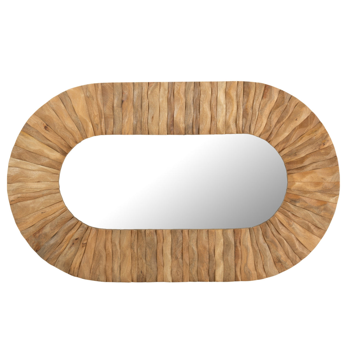 Wandspiegel Curve Ovaal Hout Naturel 152x6x92cm J-Line