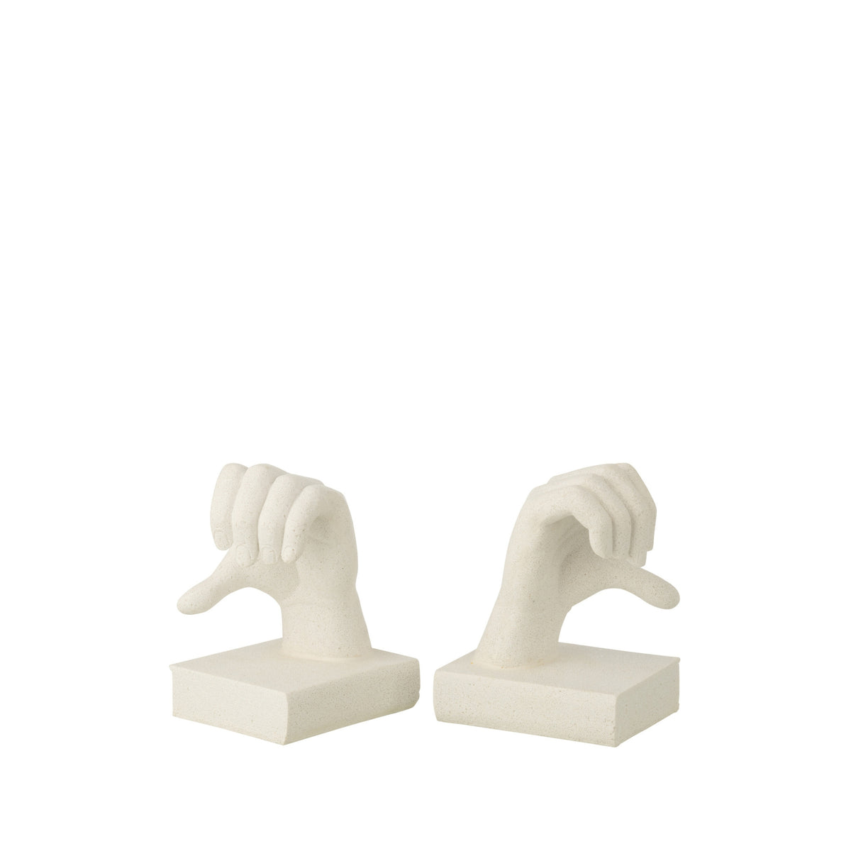 Set Van 2 Boekensteun Handen Love Polyresin Wit J-Line