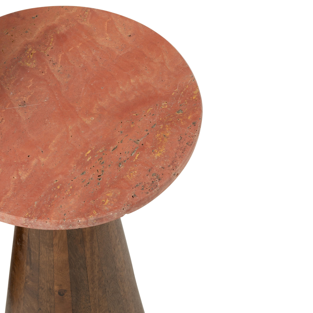 Set Van 2 Bijzettafel Rond Marmer Terracotta/Donkerbruin J-Line