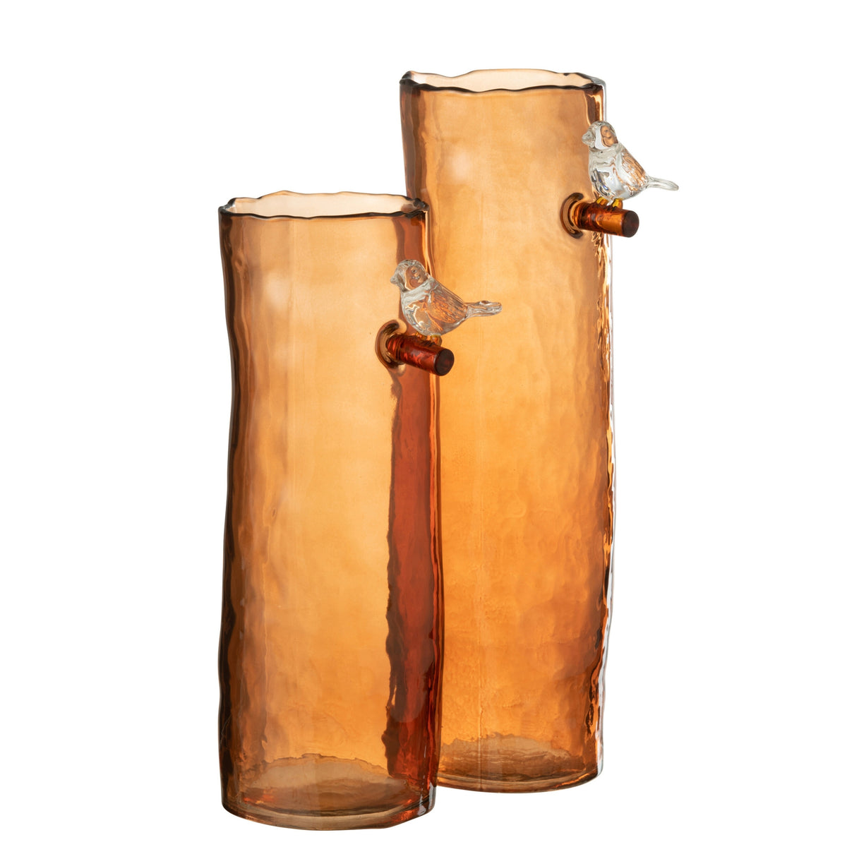 Vaas Lang Vogel - Glas - Oranje - Large - 32 cm Hoog J-Line