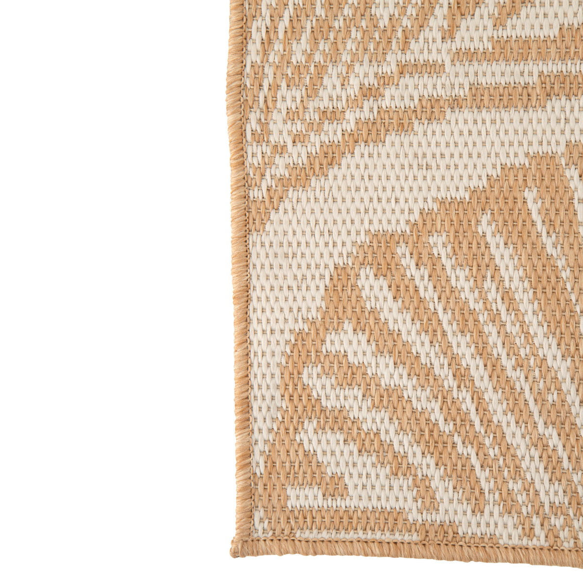 Vloerkleed Buiten Bladeren Polypropyleen Wit/Naturel J-Line