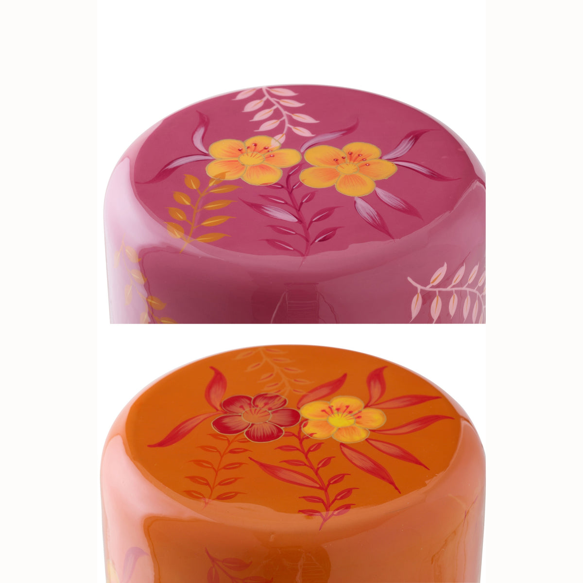Kruk Bloemen Metaal Roze/Oranje Assortiment Van 2 J-Line