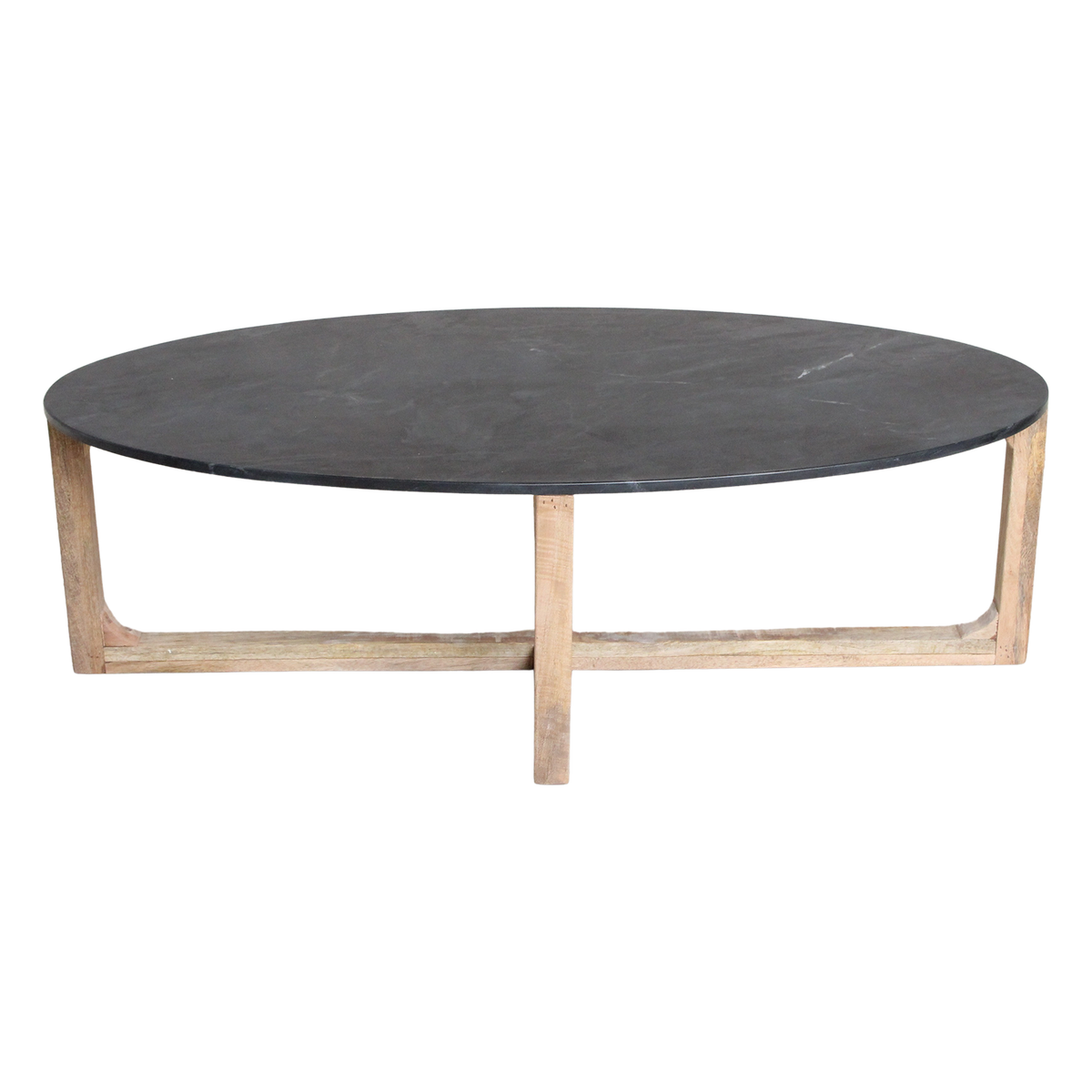 Marmeren Salontafel Ovaal Zwart Raw Materials