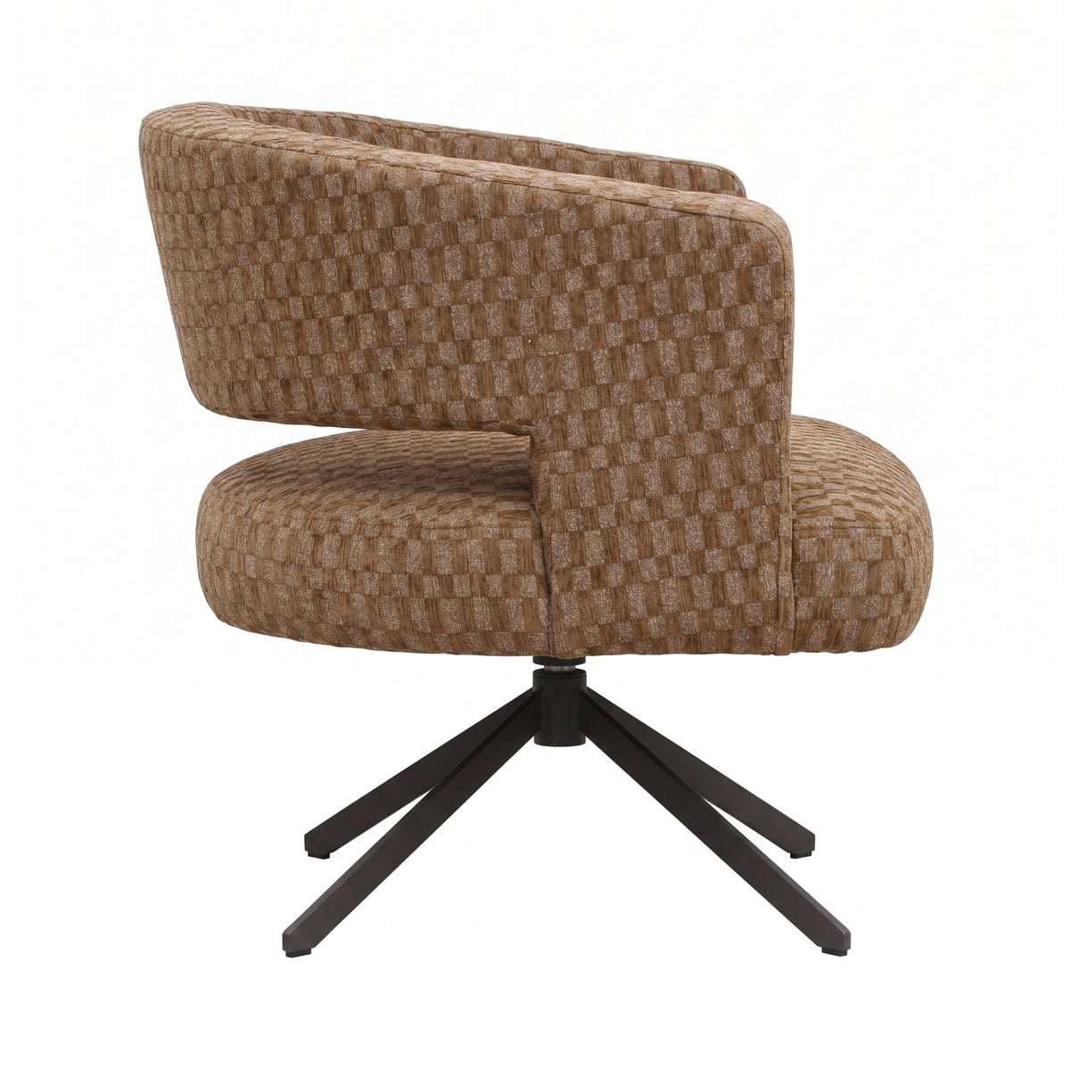 Baldr Eetkamerstoel Blokpatroon Bruin van PTMD, ander aanzicht van de eetkamerstoel