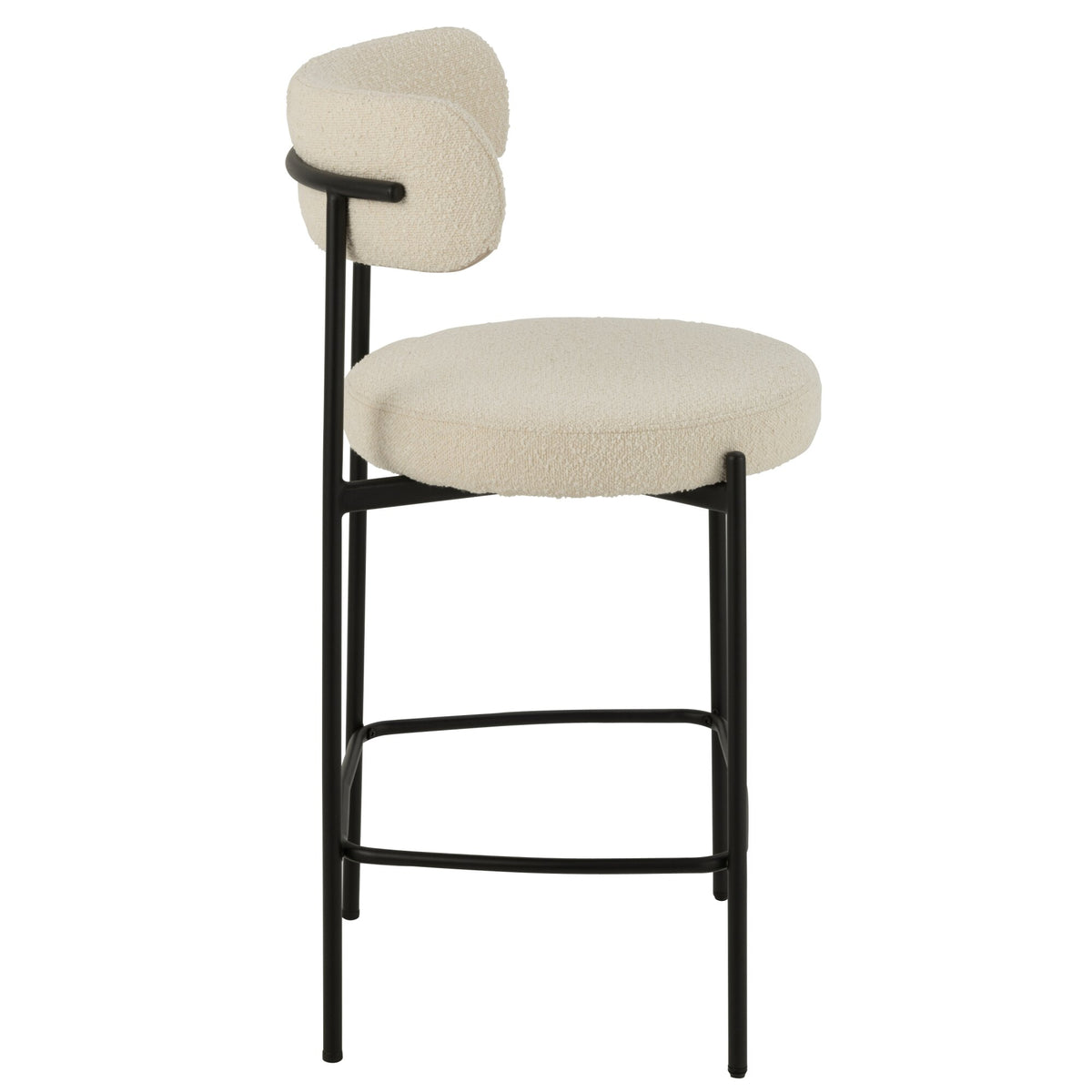 Barstoel Boucle Multiplex/Polyester Wit/Zwart J-Line