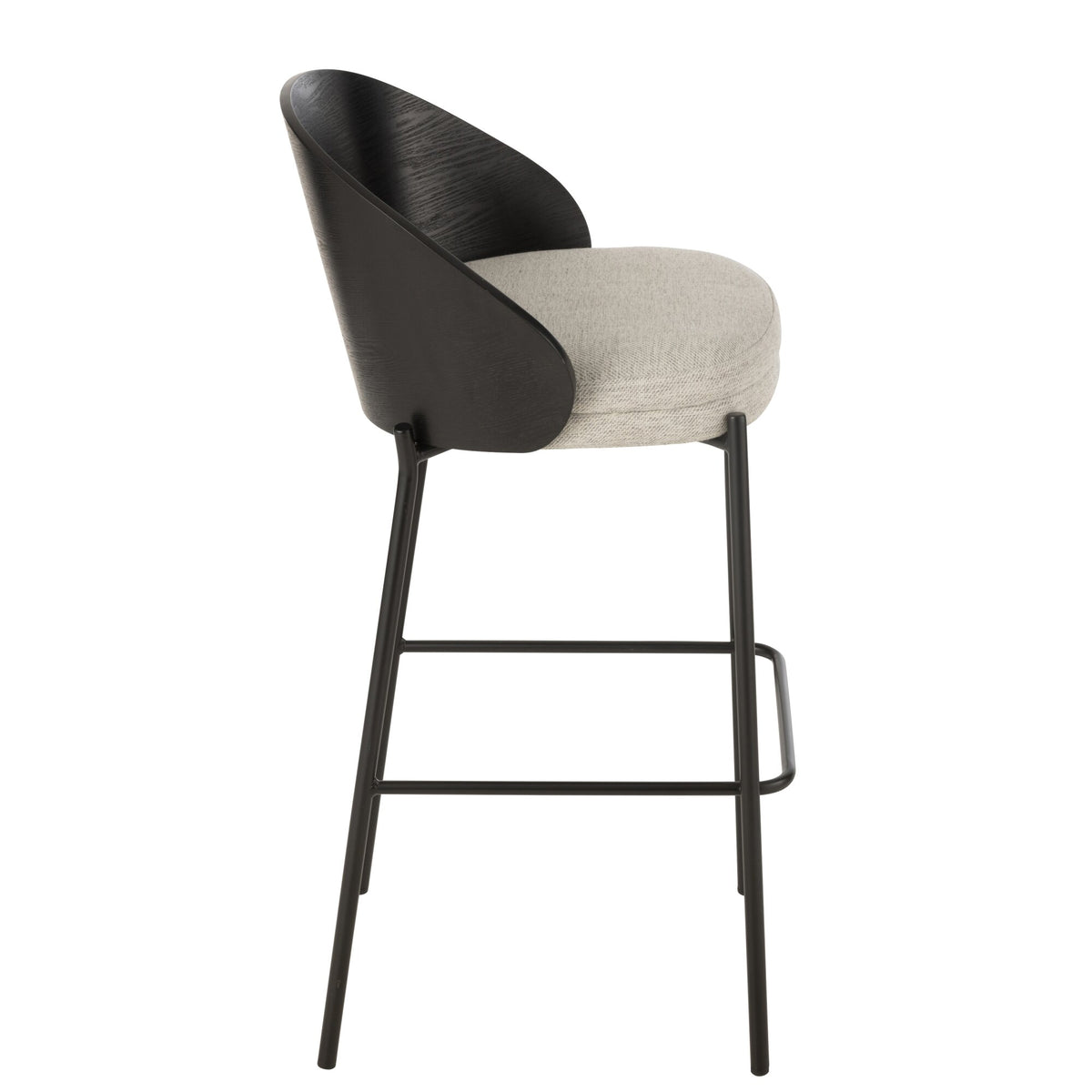 Barstoel Lone Multiplex/Metaal Zwart/Grijs J-Line