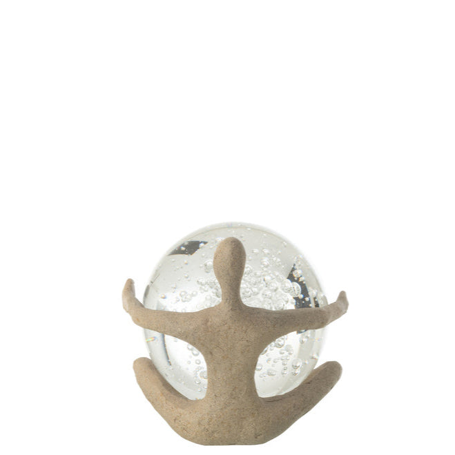 Beeld Bal Resin/Kristal Beige - Beeld - J-Line - livinglovely.nl