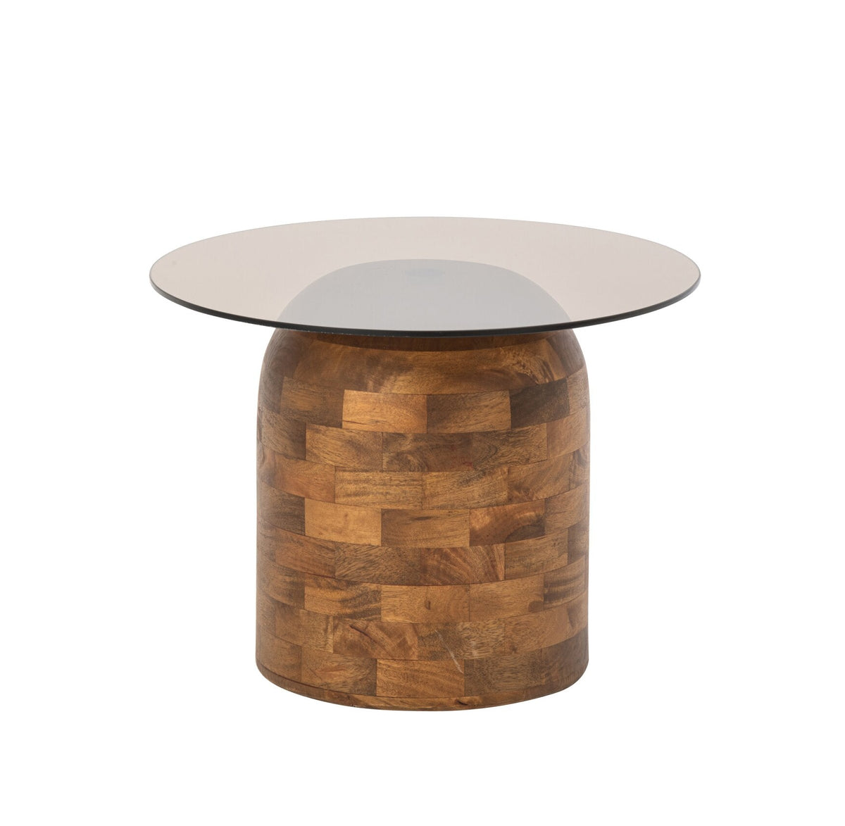 Bijzettafel Rond Glas Mangohout Naturel J-Line