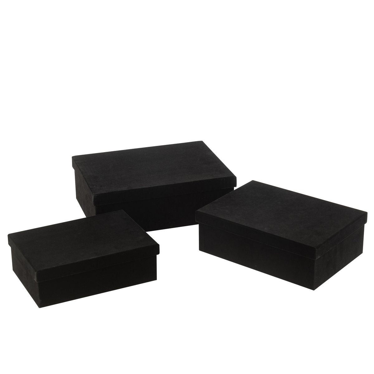 Dozen Rechthoekig Fluweel Papier Zwart Set van 3 - Cadeauverpakking - J-Line - livinglovely.nl