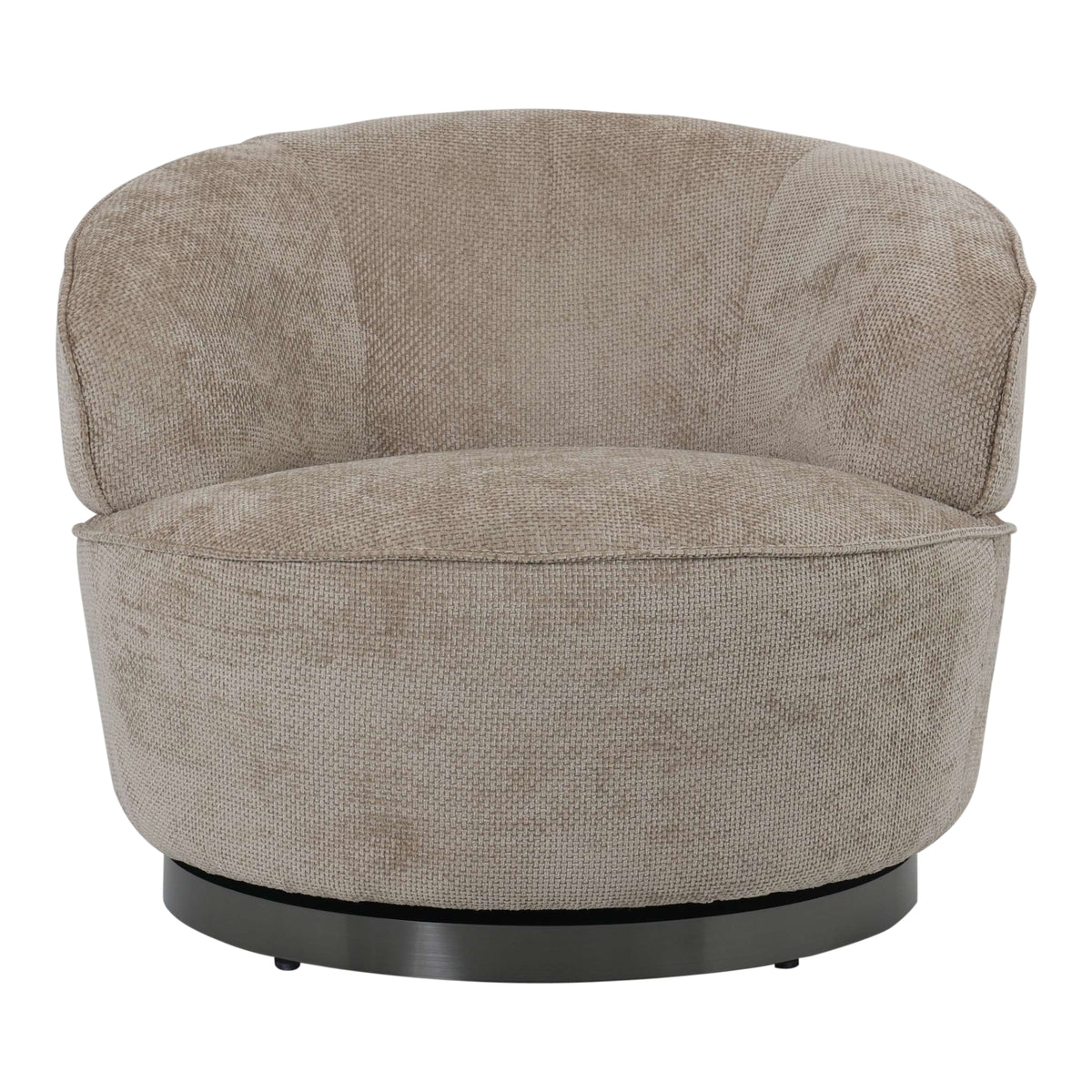 Draaibare Fauteuil Filou Beige van PTMD, vooraanzicht met ruime zitting