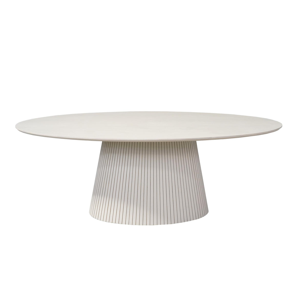 Solana ovale eettafel van opzij met massief mangohouten poten van 10 cm dik