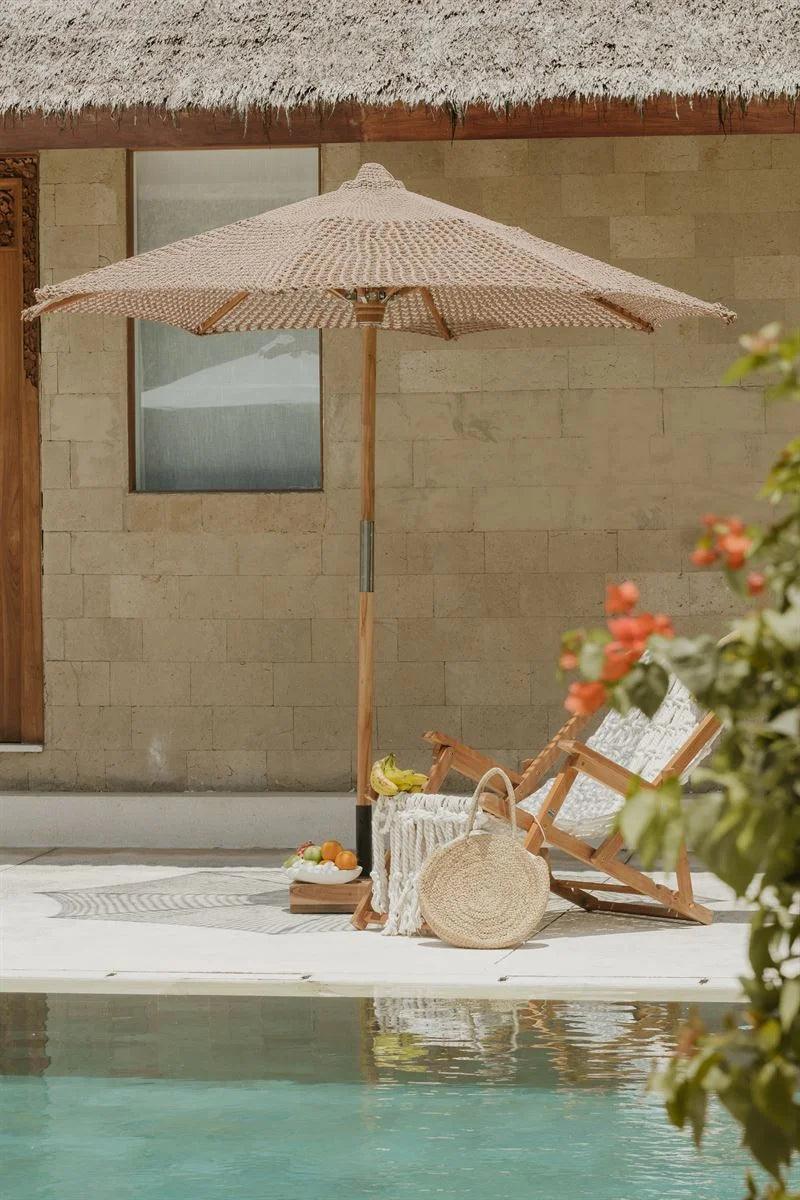 Handgeknoopte Parasol - Pacific Sand Rond - 250cm - Handgeknoopte parasol - Todo Bien - livinglovely.nl
