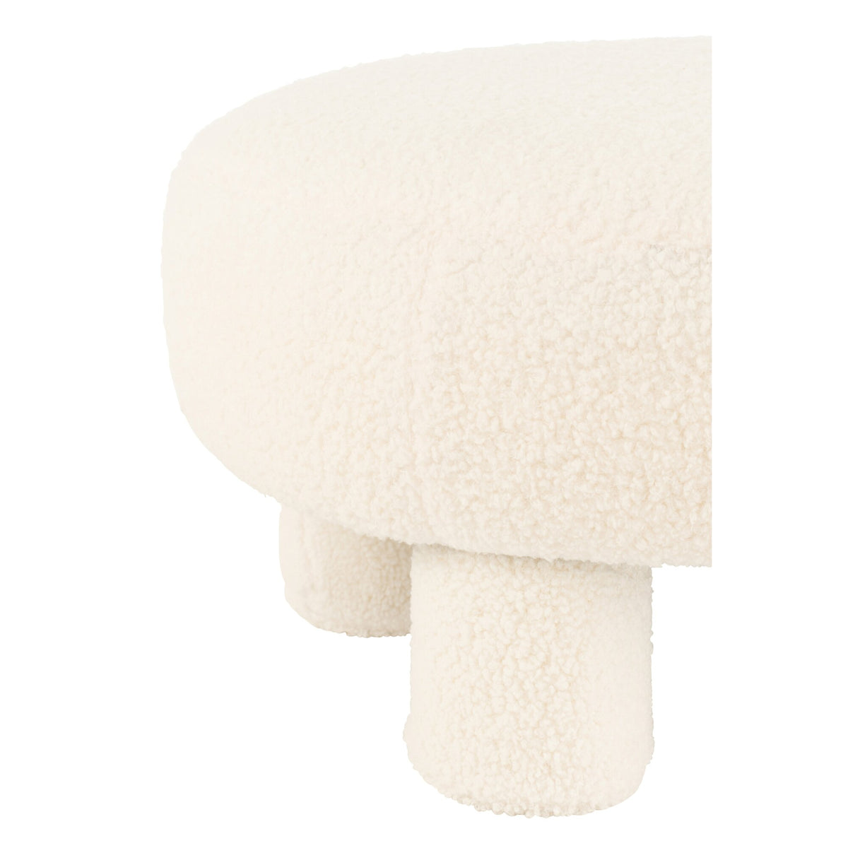 J-Line kruk round teddy bouclé wit met pootjes J-Line
