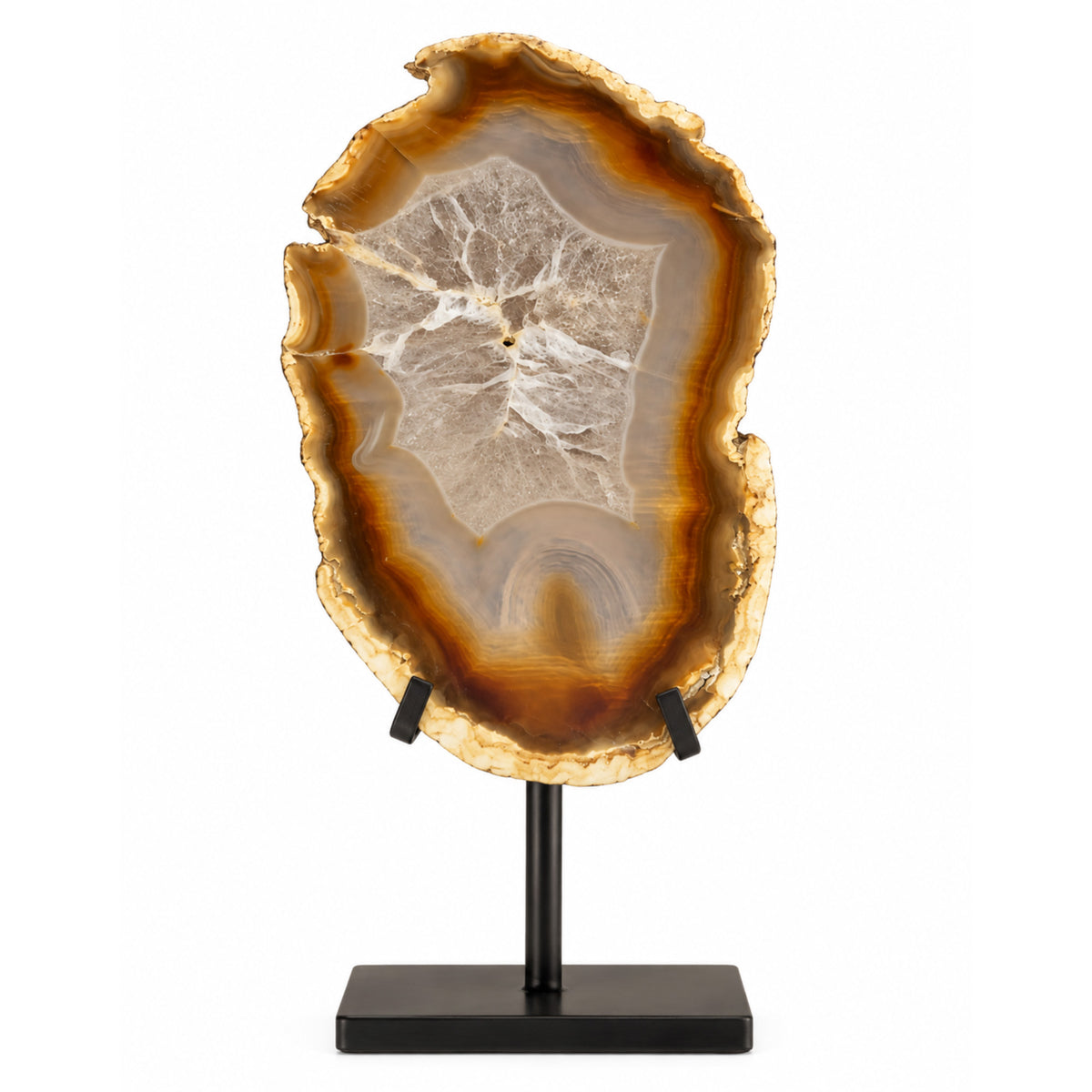 Josha Ornament Irisagaat Naturel Plak van PTMD, plak natuursteen als decoratief ornament op witte achtergrond