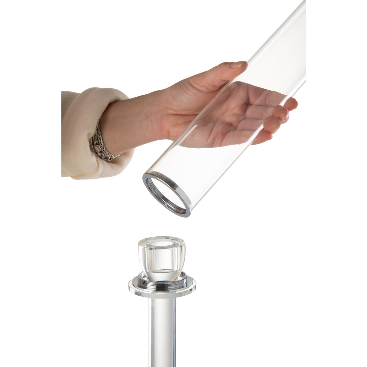 Kaarshouder Moira Glas Transparant Large Dia14xH120cm J-Line