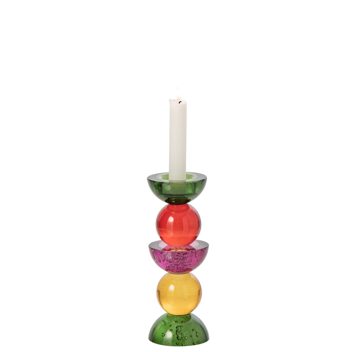 Glazen kandelaar van J-Line in groen paars, Ø8cm x H21cm