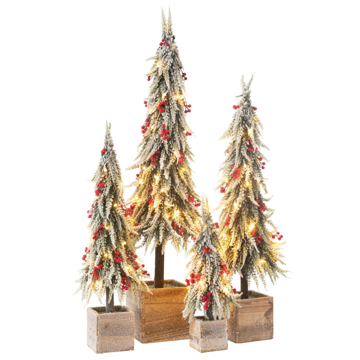 Kerstboom+Led Kunststof Sneeuw Groen/Rood Extra Large H95cm J-Line