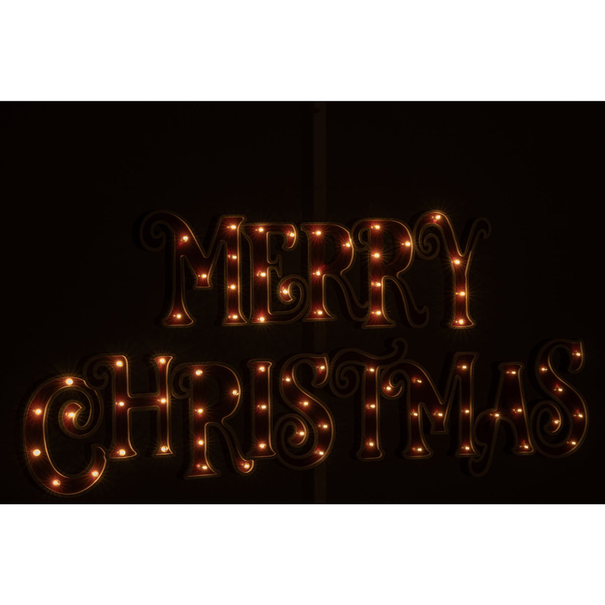 Kerstbord Verlicht Hout Rood Wit van J-Line, houten kerstbord in een feestelijk ingerichte ruimte