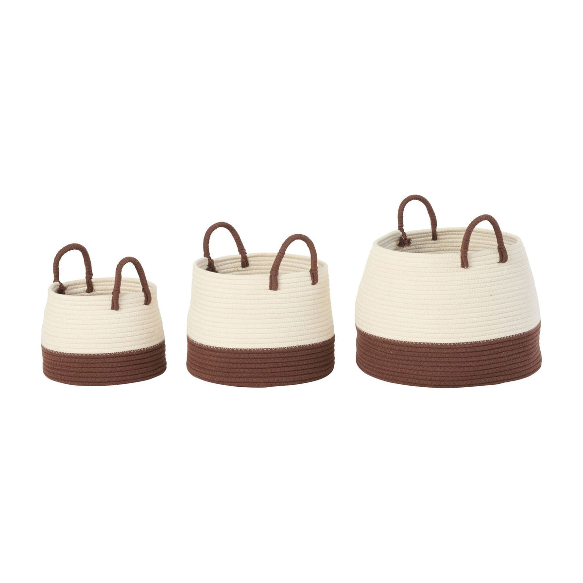 Manden met Hengsel Rond Polyester Donkerbruin/Wit Set van 3 J-Line